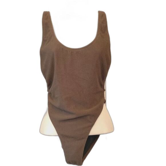 MALIBU RETRO 80s 90s Inspired Ribbed High Cut Low Back 1 Piece DIXPERFECT Medium - Picture 3 of 12